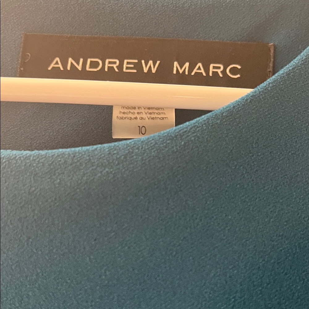 Andrew Marc Teal Midi Dress with Ruffle Accent - Picture 2 of 4